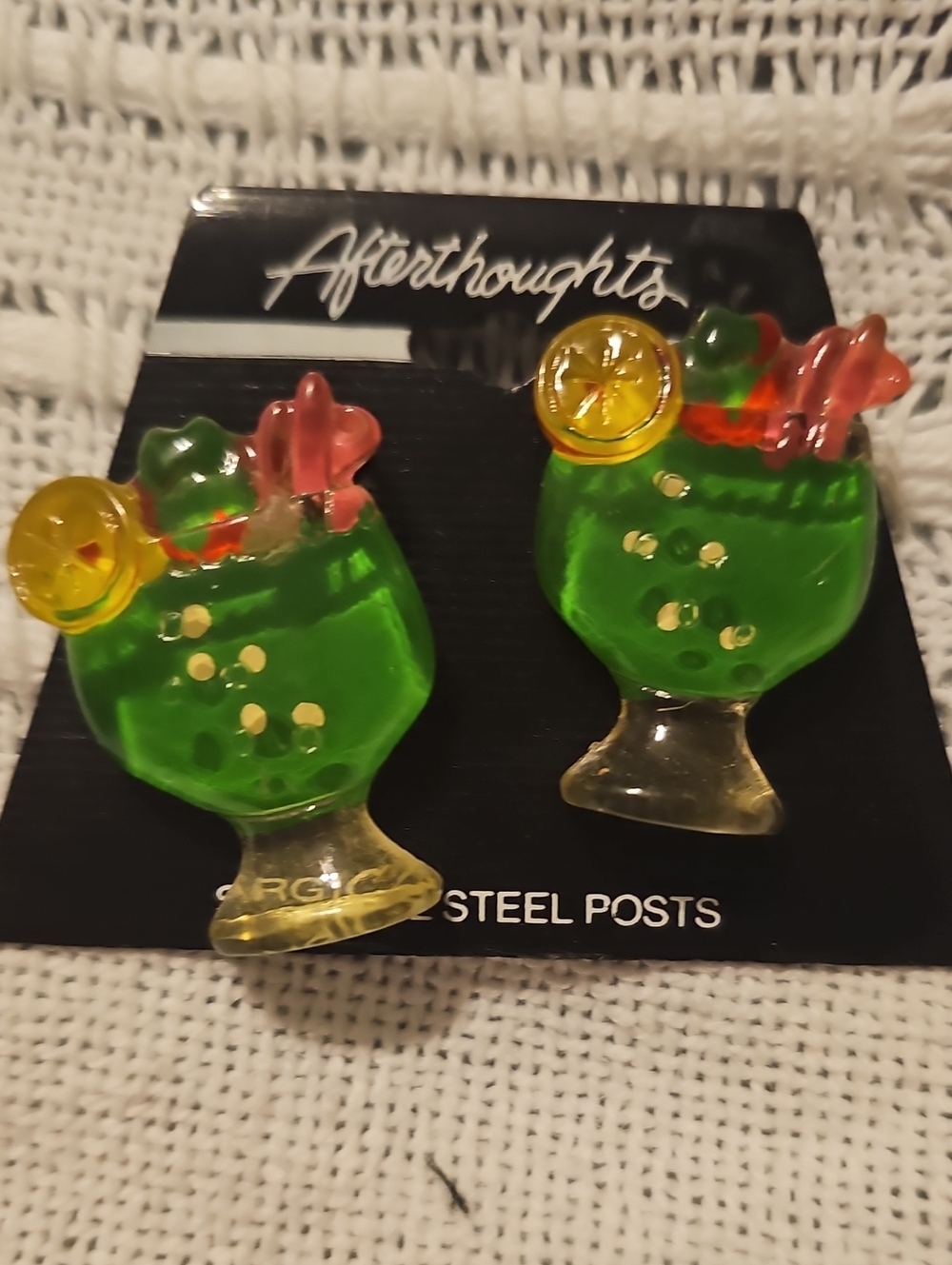 Vintage Chunky Cocktail Earrings 80s NWT Plastic Resin